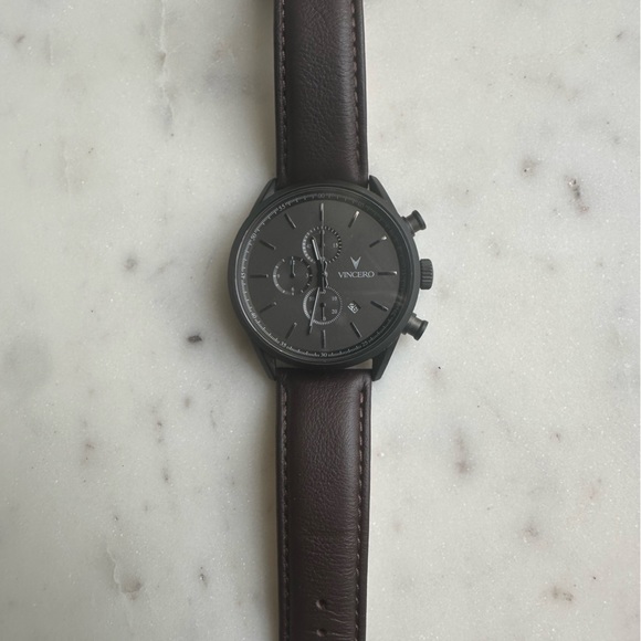 Vincero Men’s Watch 43MM Gunmetal/Walnut Leather Strap - Picture 3 of 10